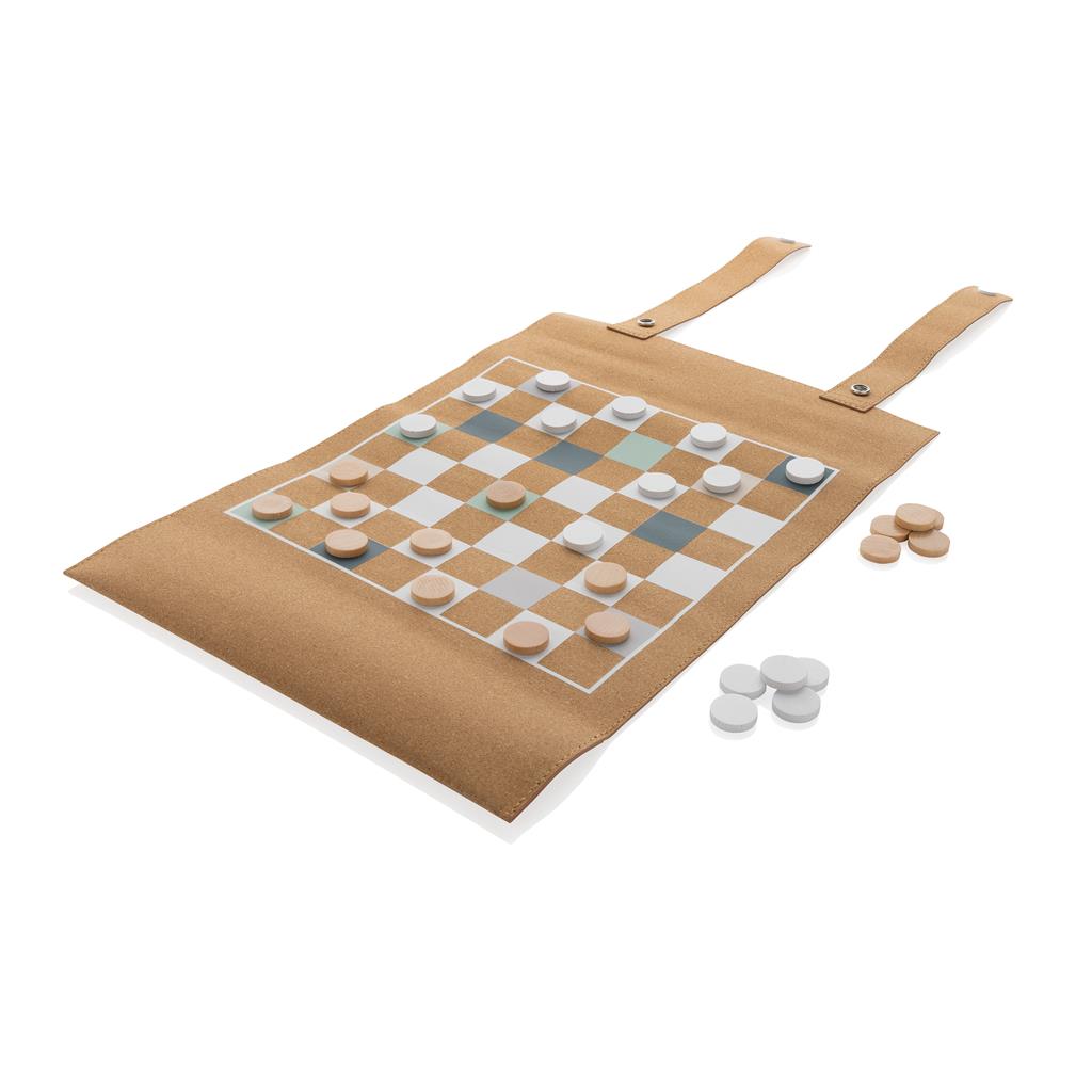 Britton cork foldable backgammon and checkers game set 