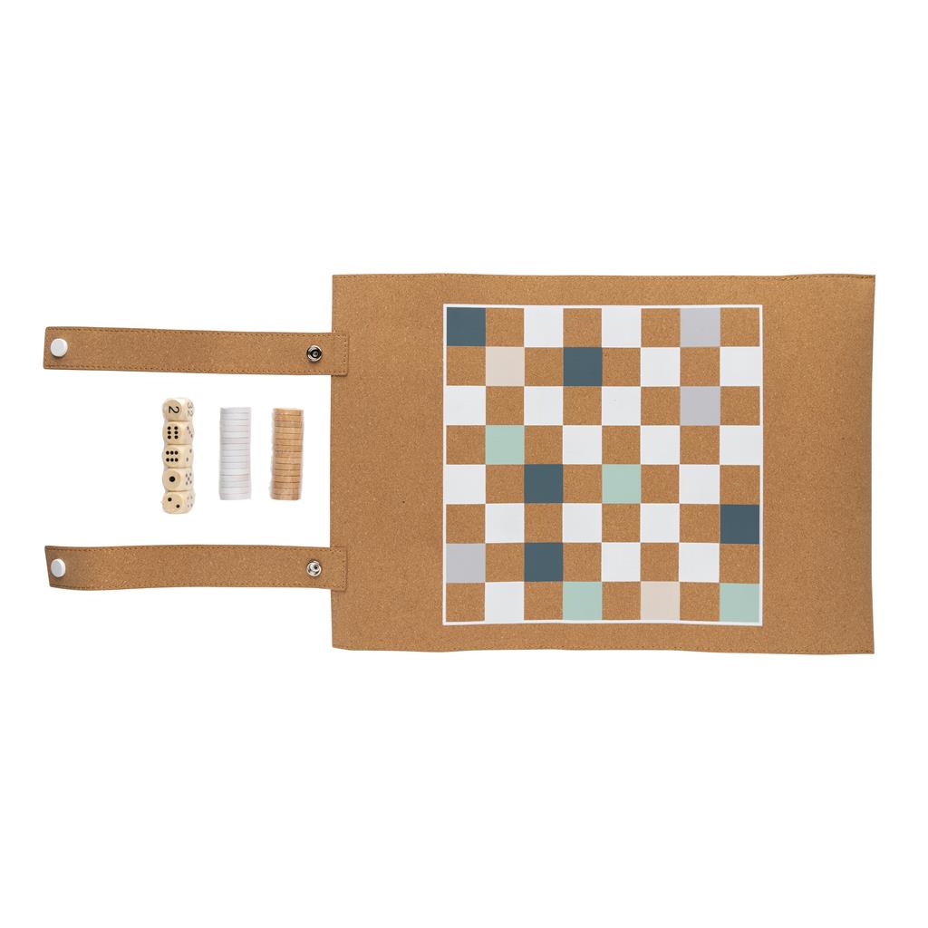 Britton cork foldable backgammon and checkers game set 