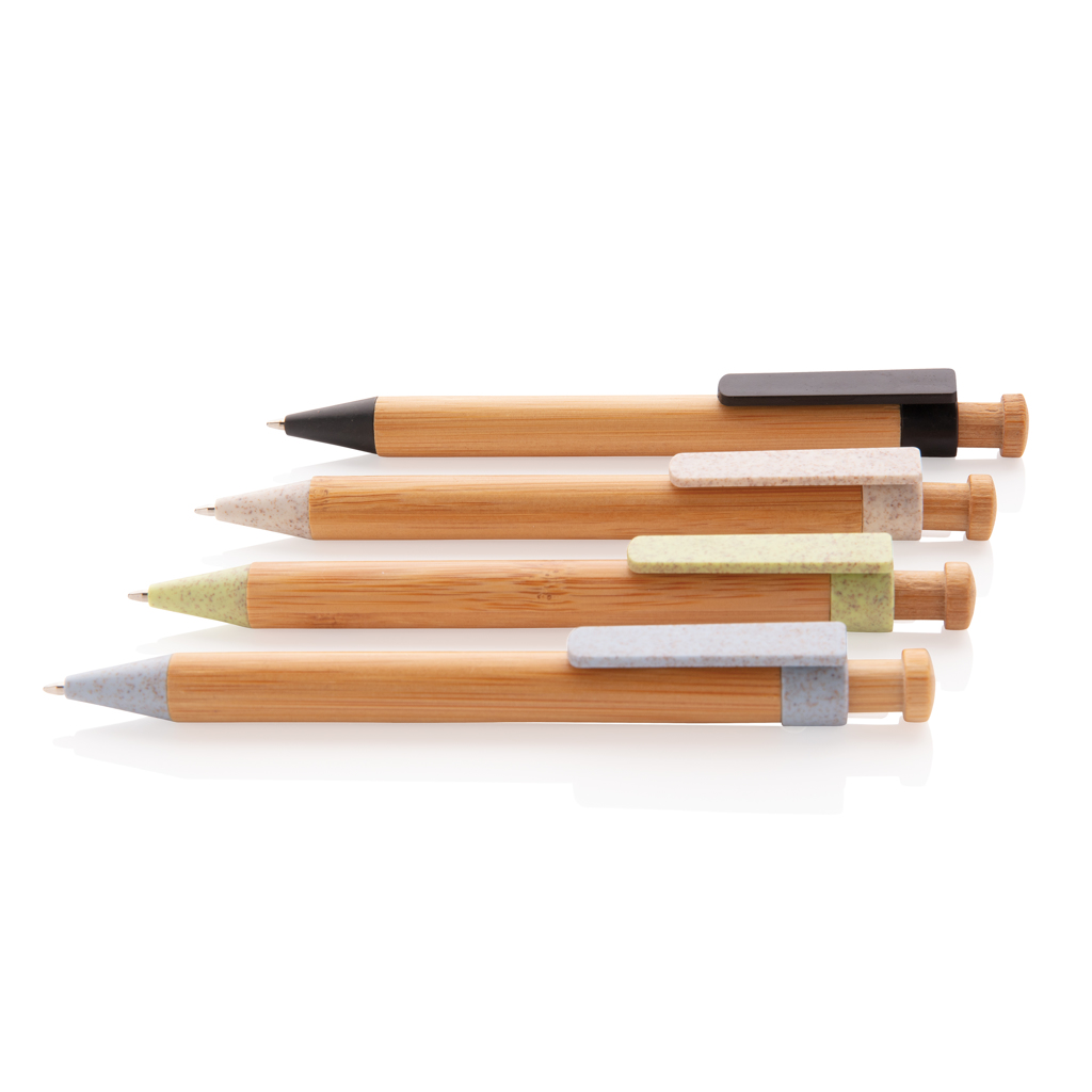Bamboo pen with wheatstraw clip 