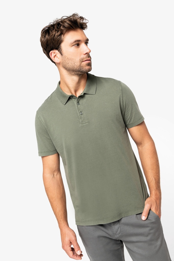 Eco-friendly men's faded jersey polo shirt