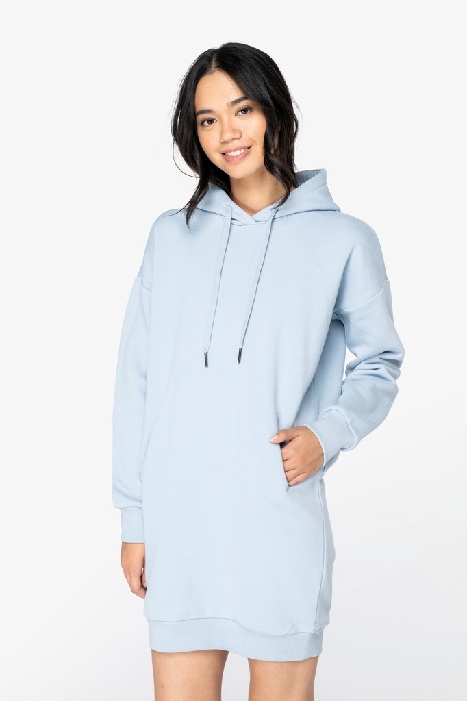Ladies' eco-friendly hooded sweatshirt dress