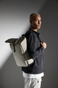 Backpack with roll-top flap in matt polyurethane