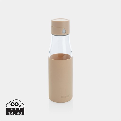 Ukiyo glass hydration tracking bottle with sleeve [P436.729]