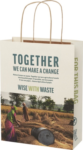 Sac en papier fabriqué à partir de déchets agricoles 150 g/m2 avec poignées torsadées [1ZM00201]