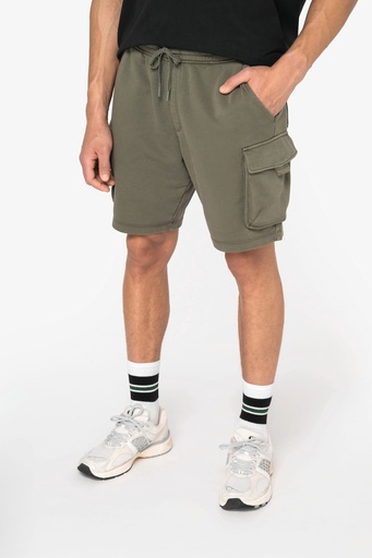 Eco-friendly men's French Terry washed effect cargo shorts [NS717]