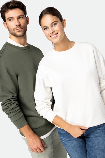 Unisex eco-friendly brushed fleece dropped shoulders round neck sweatshirt [NS435]