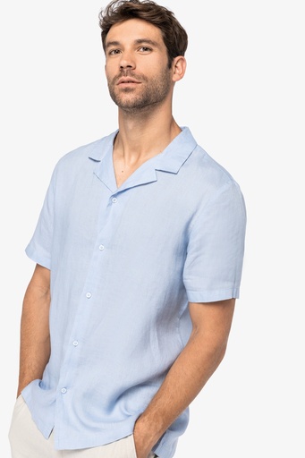 Men’s linen shirt with bowling neckline [NS509]