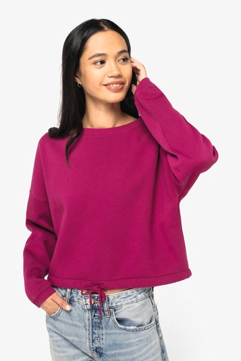 Eco-friendly ladies’ oversize cropped round neck sweatshirt [NS429]