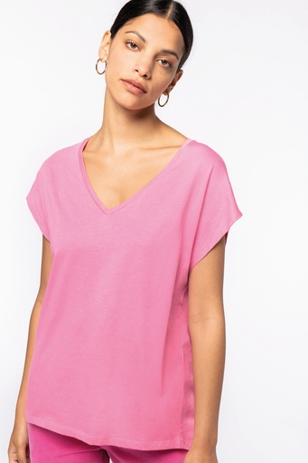 Eco-friendly ladies’ V-neck loose t-shirt [NS312]
