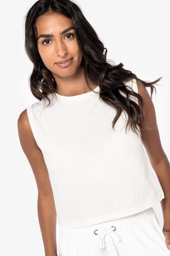 Eco-friendly ladies’ sleeveless crop t-shirt [NS342]