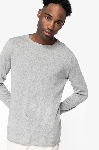 Eco-friendly men's raw edge collar round neck jumper [NS900]