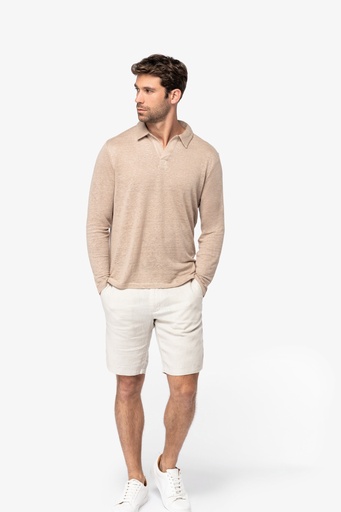 Eco-friendly men’s long sleeve linen polo shirt [NS202]