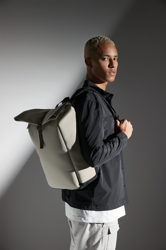 Backpack with roll-top flap in matt polyurethane [BG335]